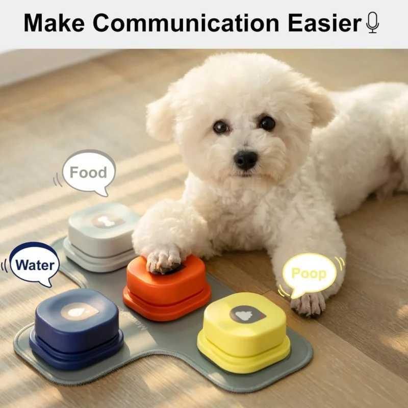 MEWOOFUN dog button records pet communication voice training interactive toy bell ringtone with mat and stickers easy to use X2412131
