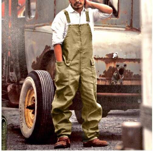 European And American New Four Season Solid Color Loose Straight Leg Workwear Casual Overalls