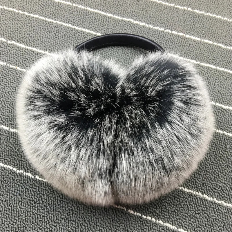 Winter womens warm real fox fur earmuffs for girls oversized womens fur earmuffs 241211
