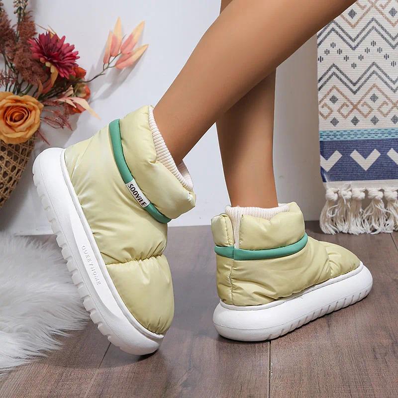 2025 NEW Boots Waterproof Soft Plush Ankle Women Winter Thick Sole Non-Slip Snow Woman Down Comfort Keep Warm Cotton Padded Shoes zhanyishengli