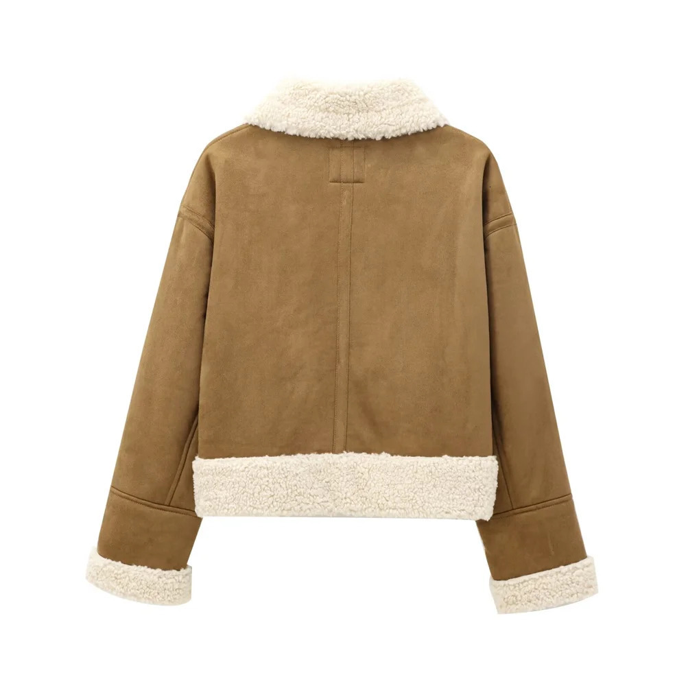 UNIZERA womens wool paired with long sleeved doublesided jacket autumn and winter items lapel warm 241211