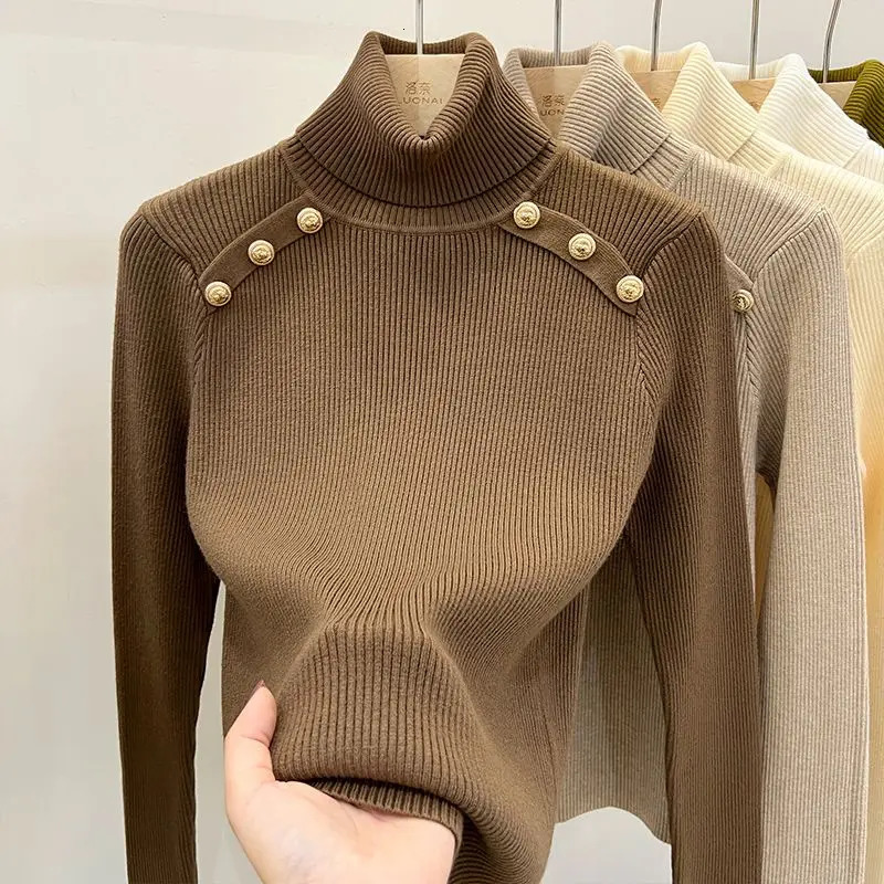 2024 Autumn and Winter Cashmere Sweater Womens Turtleneck Long sleeved Knit Pullover Slim 241203