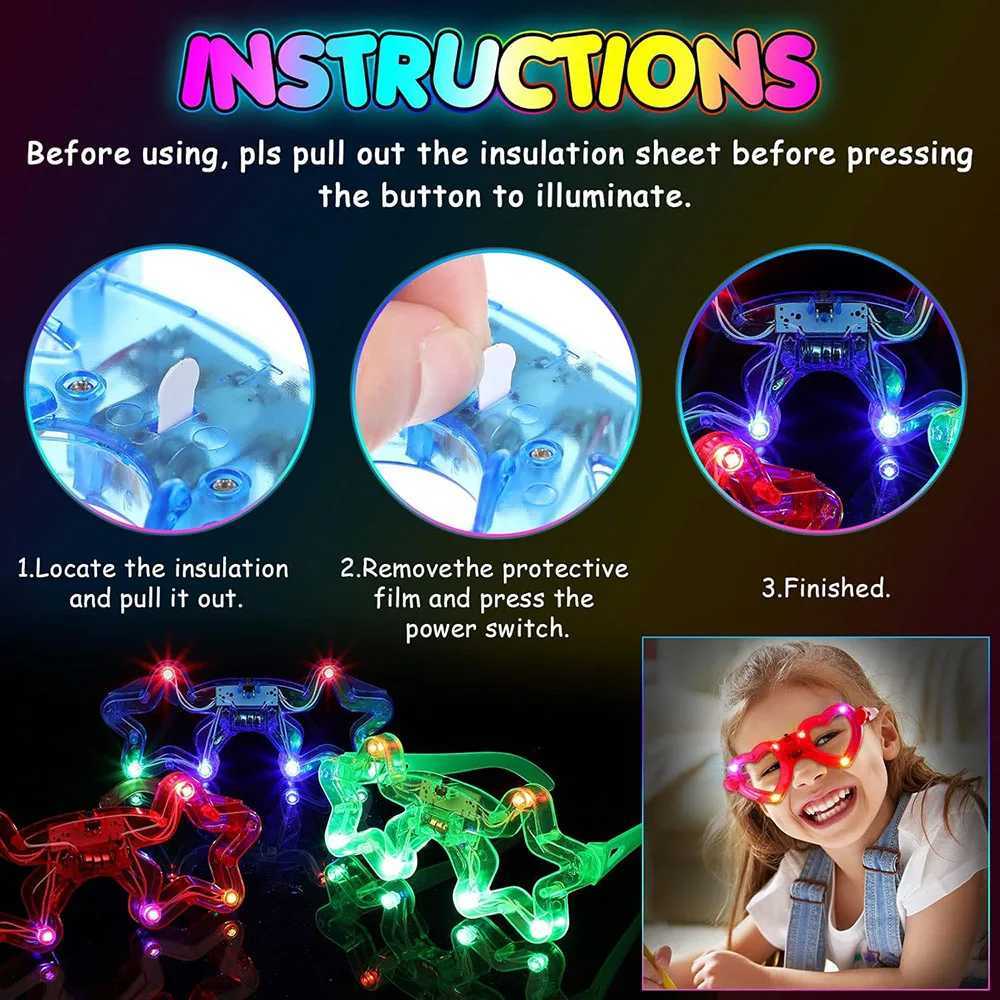 Sunglasses Glow In the Dark Glasses Bulk Kids Light Up LED Party for Christmas Wedding Favor Supplies H241213D0N4