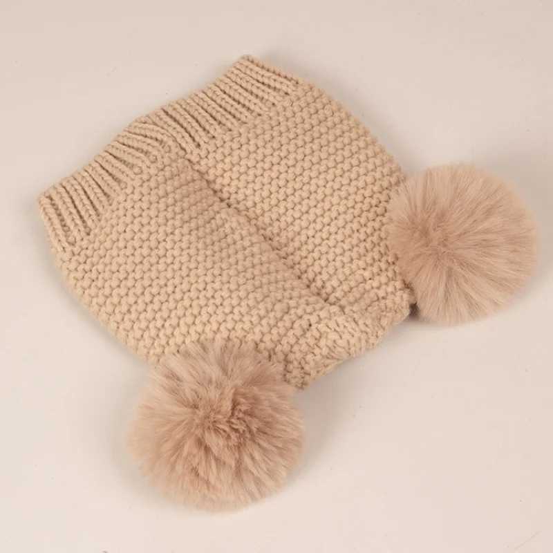 Autumn Winter Baby Hat Girls Boys Beanie Bonnet Kids Cute Double Ball Knit Hats Solid Newborn Accessories Warmer StuffXJ241213