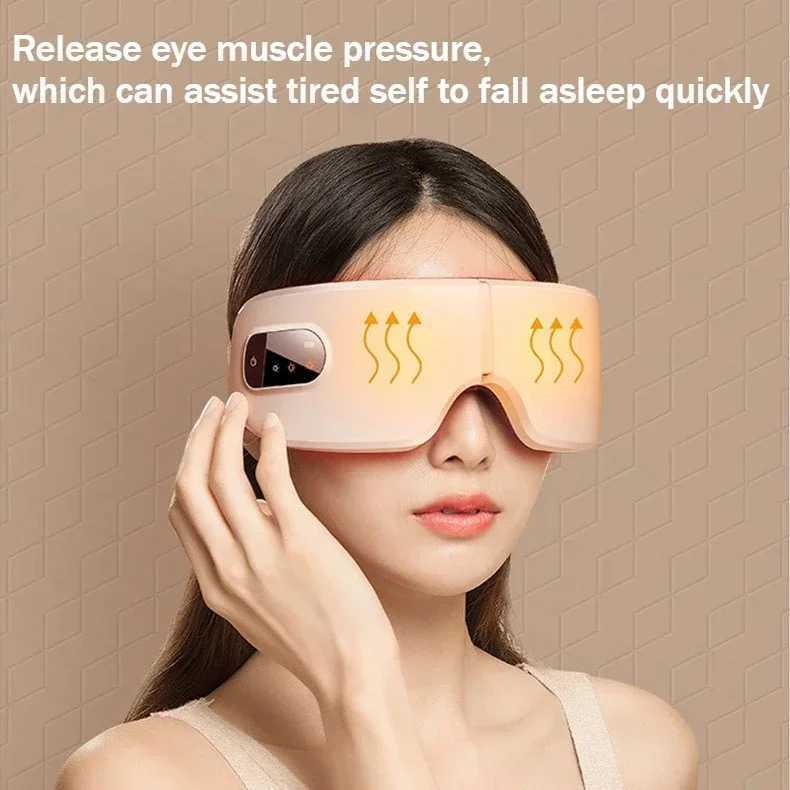 Eye Massager with Heat Vibration Bluetooth Music Smart Massage Eye Mask for Eyes Relax Reduce Eye Strain Improve Sleep W241213