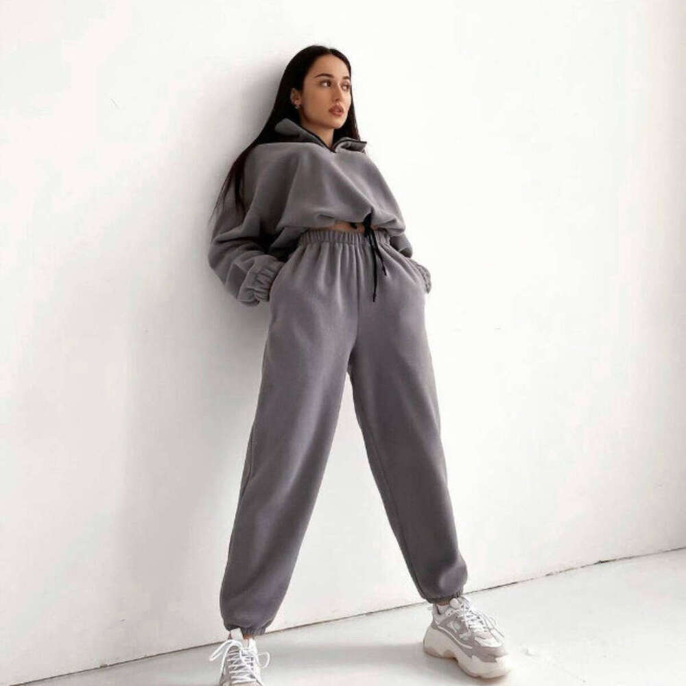 Spring And Autumn New Women's Loose Zipper Stand Up Collar Hoodie Two-Piece Set Trendy Clothing Fashion Casual Temperament