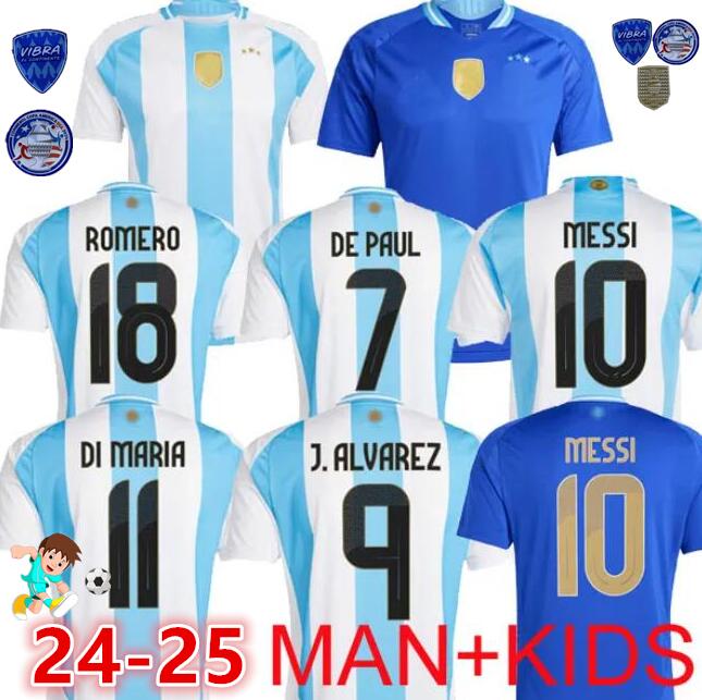 24 25 ArgentinA Soccer Jerses Fans Plaer Version MESSIS ALLISTER DYBALA DI MARIA MARTINEZ DE PAUL MARADONA Men and Kids Football Shirt HOME AWAY 25