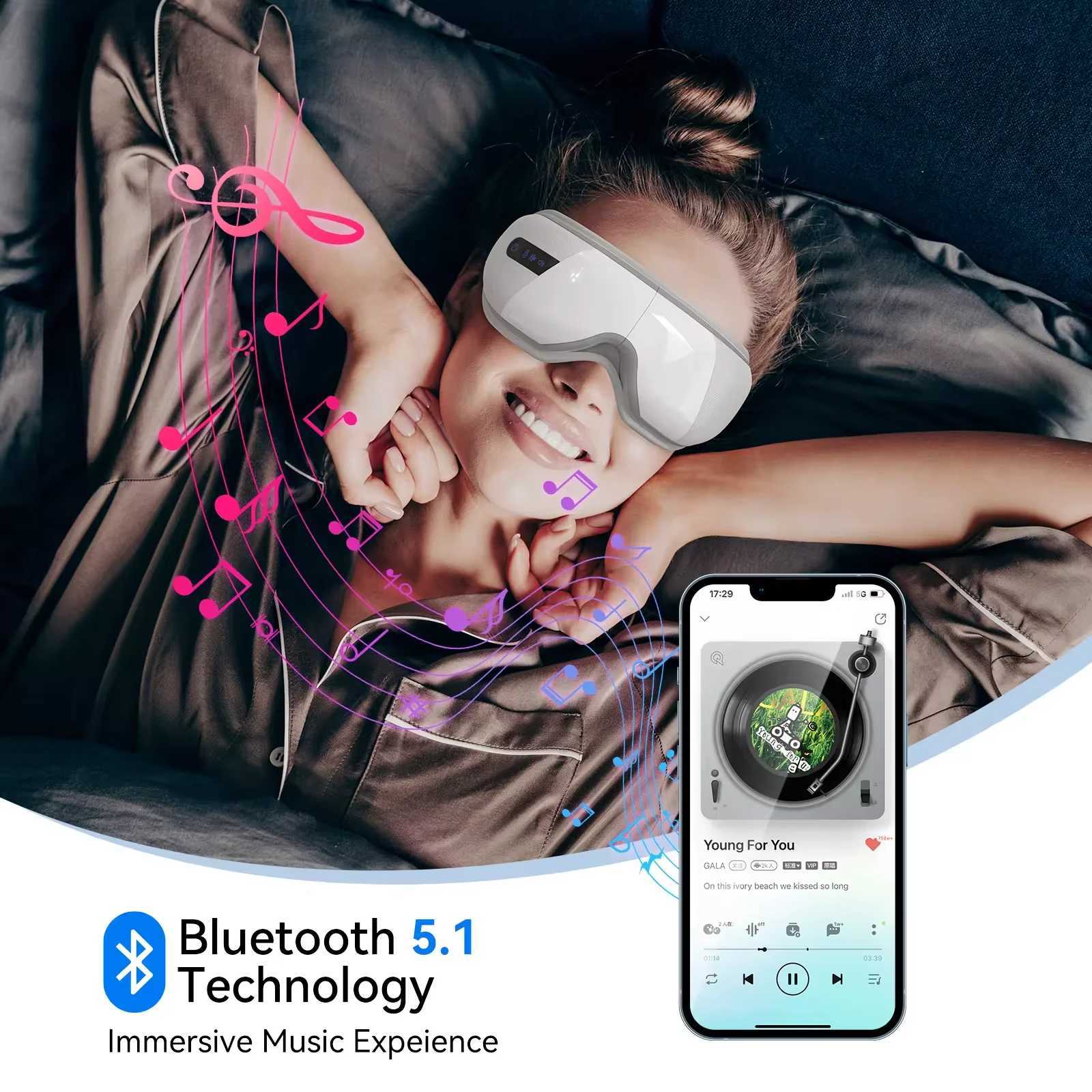 Intelligent 3D Airbag vibration heating eye massager eye care instrument with Bluetooth eye massage music to relax migraines and improve sleep W241213