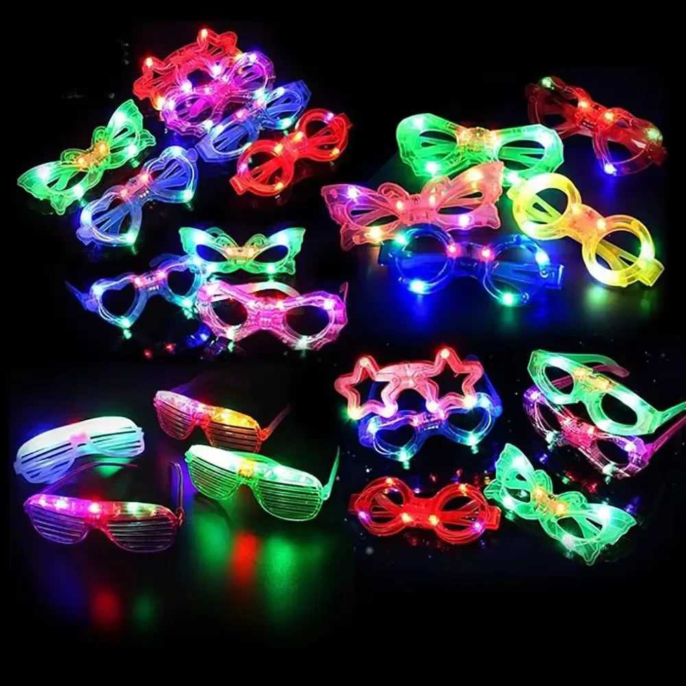 Sunglasses LED Light Up Glasses Glow In The Dark Party Supplies Favor for Kids Adults Shutter Heart Rave Butterfly Flashing Glow Sunglasse H241213