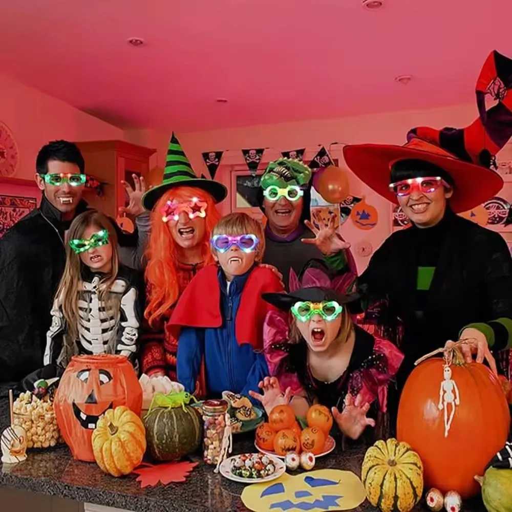 Sunglasses LED Light Up Glasses Glow In The Dark Party Supplies Favor for Kids Adults Shutter Heart Rave Butterfly Flashing Glow Sunglasse H241213