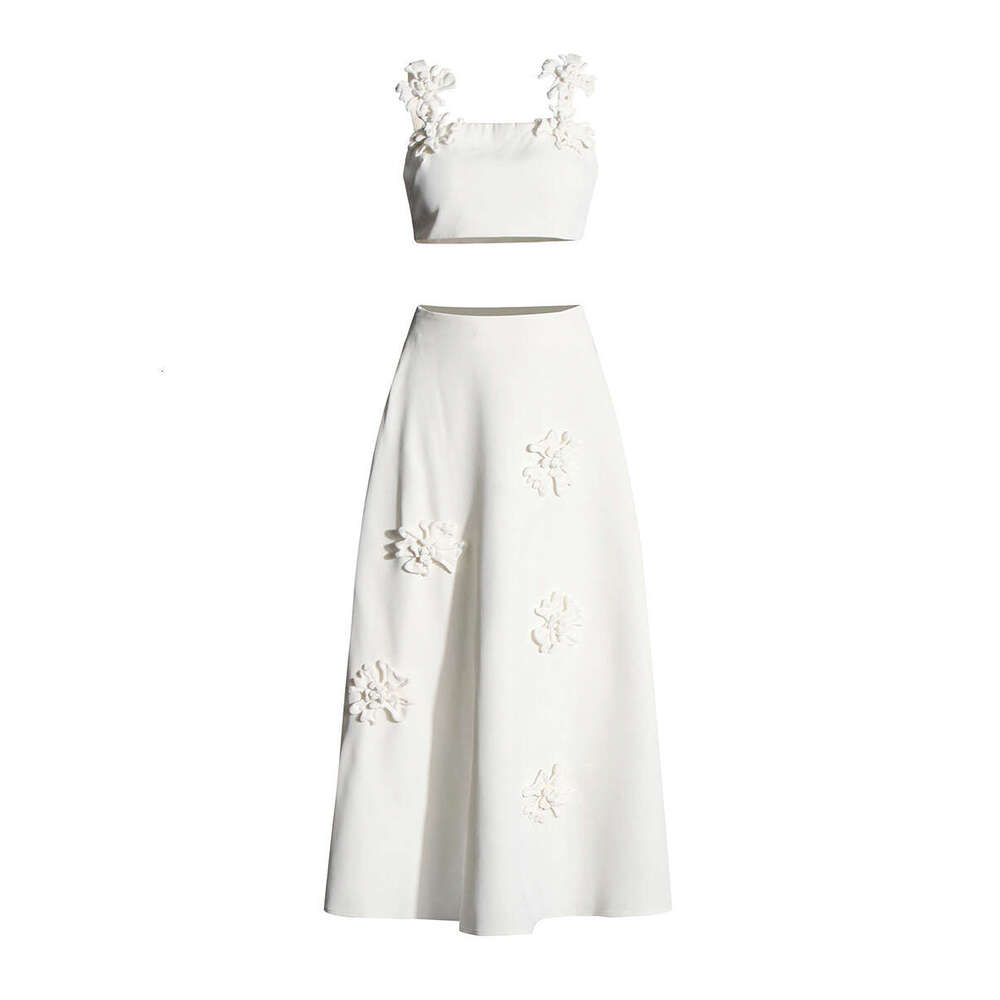 Ladies suits Ladies' set Quality Newest Designer Suit set Wome's Strap Spaghetti wers Appliques Camis Top Midi Skirt Set 2pcs