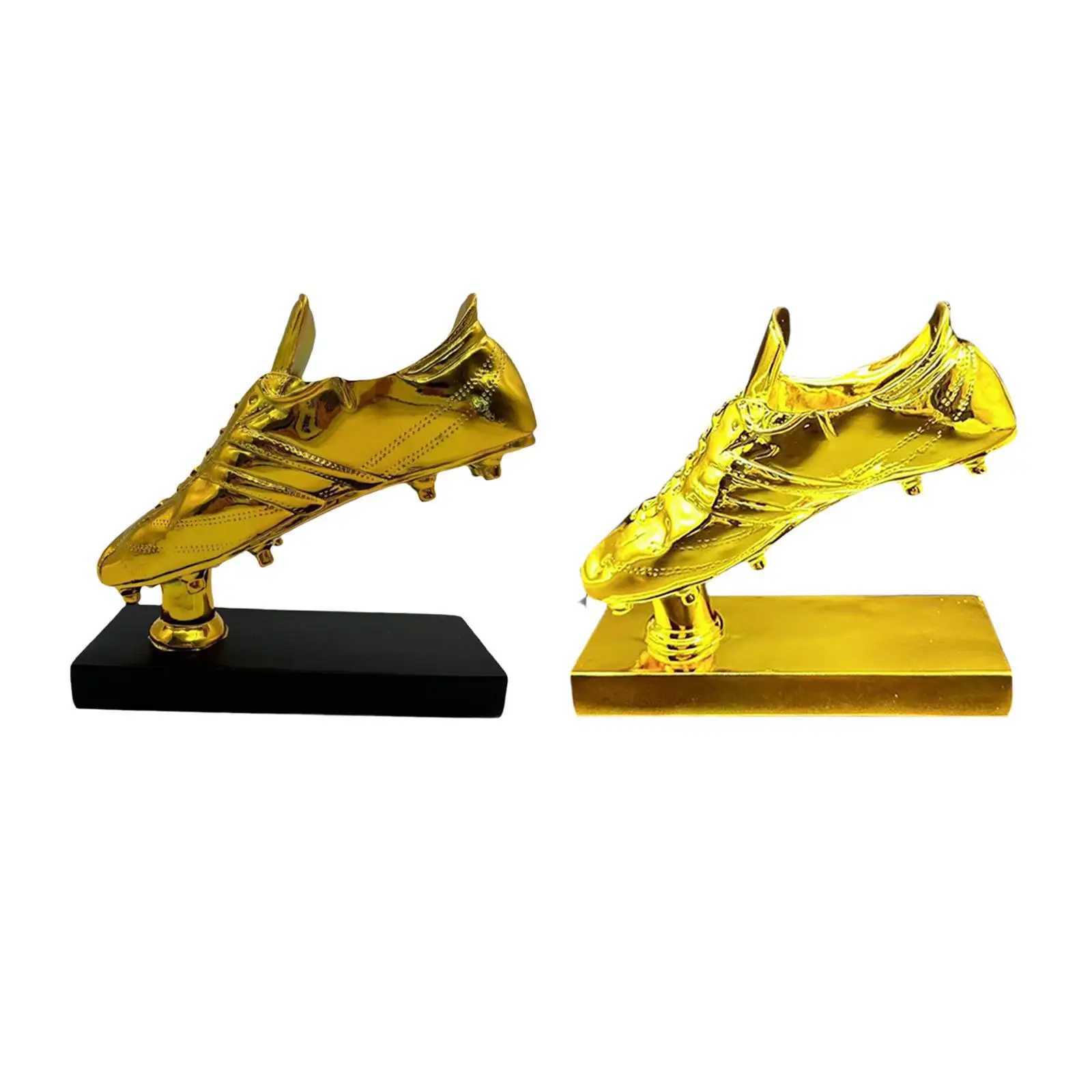 Golden Boot Soccer Trophy Sculpture Collectible Shoe Crafts Figurine Resin Trophy for Living Ro He Decor Cabinet Entrance Y241212
