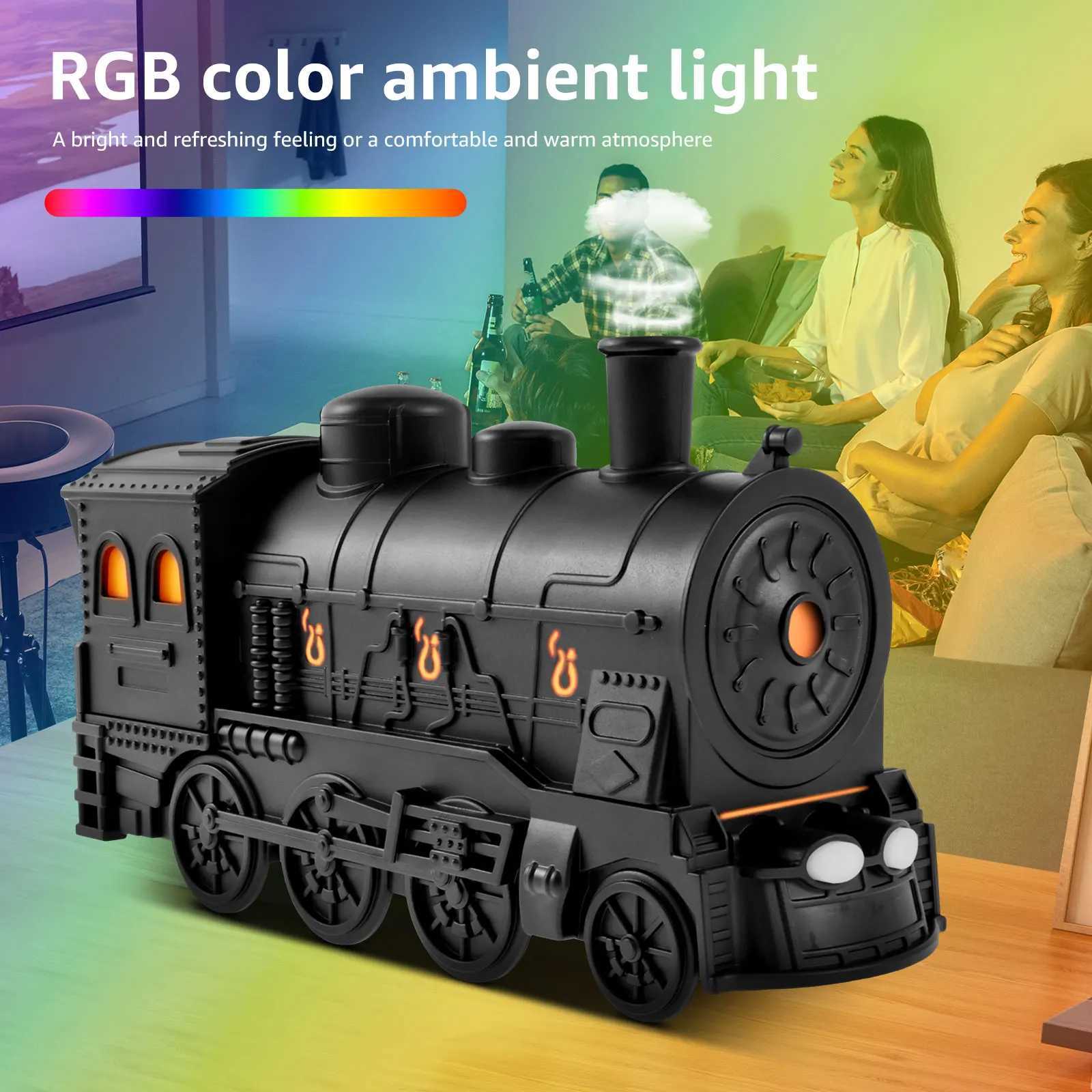 Steam Train Essential Oil Diffuser with Light 300ml Car Humidifier Diffuser Ultra Quiet Train Humidifier Auto Off Aroma DiffuserXJ241213