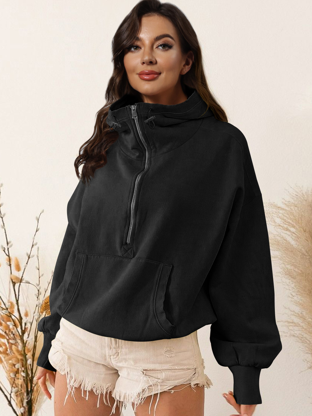 2025 free shipping designer hoodies for womens Hooded sweatshirt black pink blue green begei Sports hoodie zipper drawstring long sleeved top