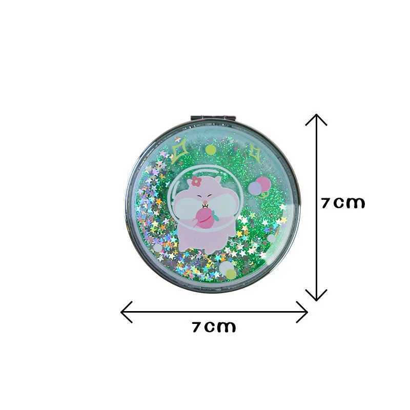 TSHOU884 Portable Double-Sided Folding Cosmetic Mirror Girl Gift Flowing Sparkling Sand Mini Avocado Makeup Mirror CompactXJ241213