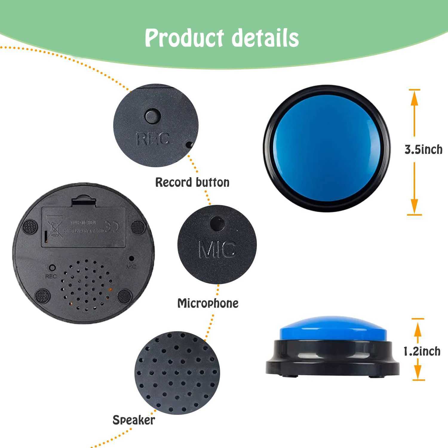 Voice Recording Button Pet Toy Dog Button Communication Pet Training Buzzer Recordable Talking Button Smart Toys X241213