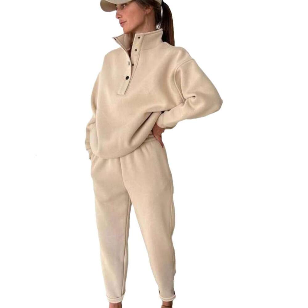 Spring And Autumn New Foreign Trade Women's Button Stand Up Collar Two Piece Set Trendy Clothing Fashion Casual Temperament