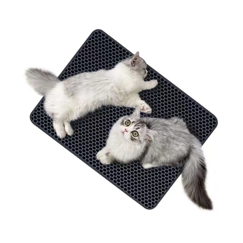 Soft Eva Double-Layered Skidproof Litter Tray Mat Durable and Hygienic for Your Feline Friend