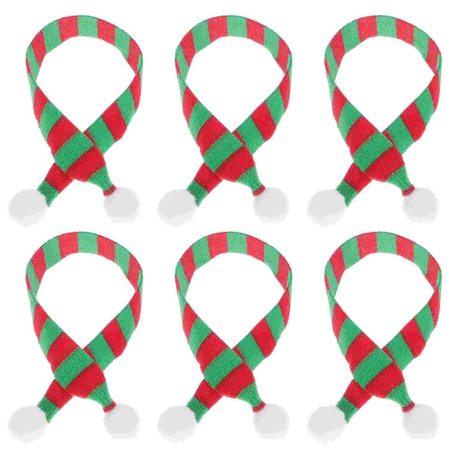 Scarves Wraps 20 Pcs Mini Christmas Scarf Decor Toy Figurine Scarves Bottle Decoration Snowman Cloth Nativity H241213