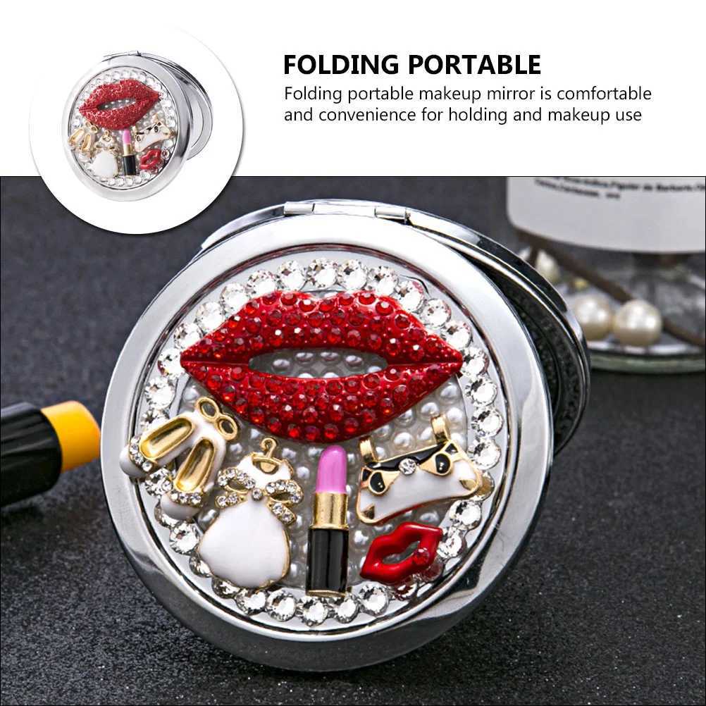Cosmetics Pocket Mirror Rhinestone Vanity Portable Rhinestones Delicate Folding WomanXJ241213