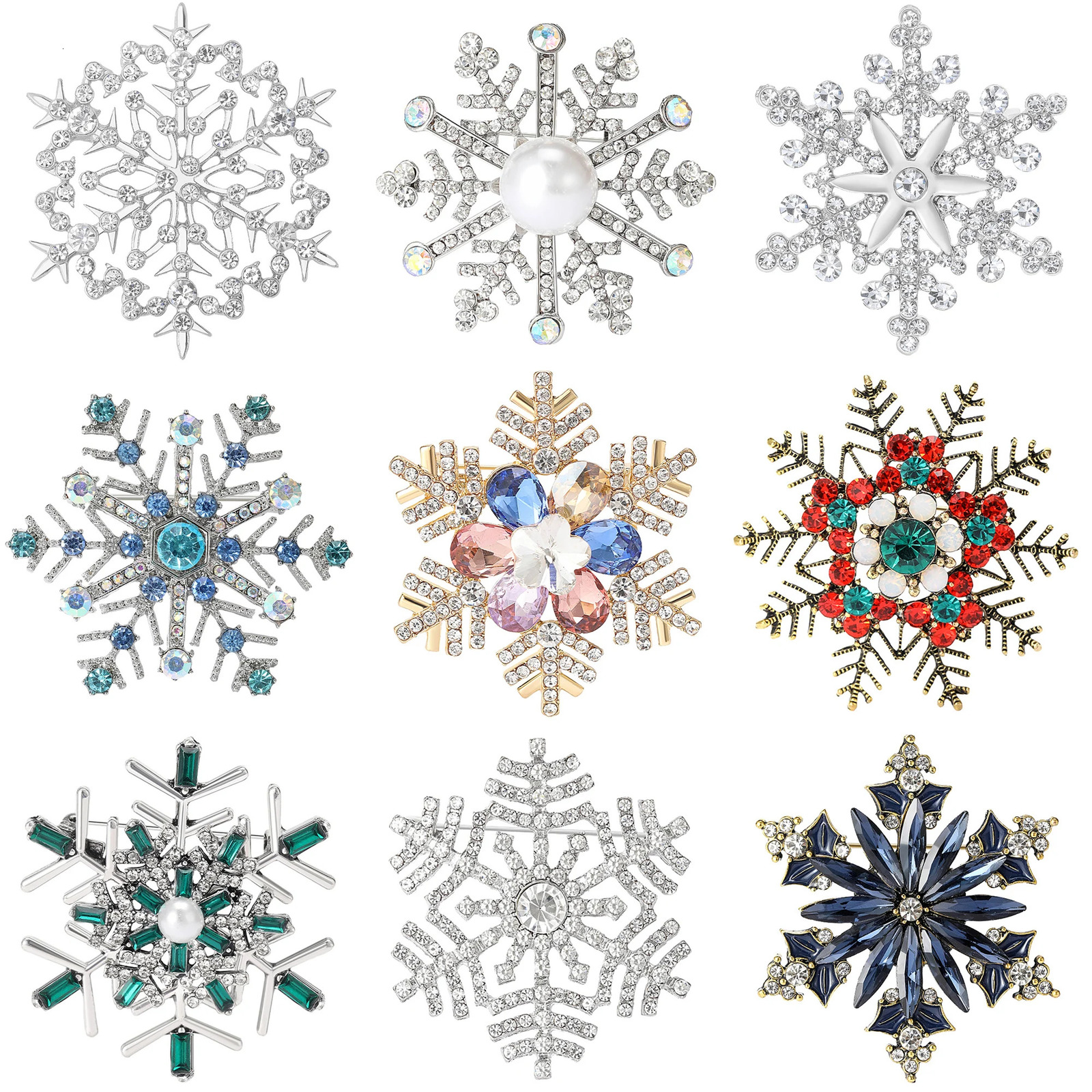 Christmas snowflake brooch womens unisex pearl flower office party friend gift jewelry accessories 241210