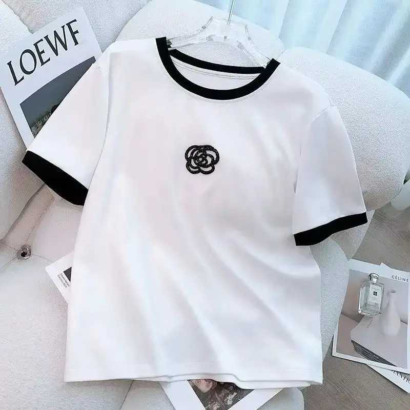 Women's Two Piece Pants Womens Short Slved Sports suit Small Fragrant Style T-shirt Crop Tops And Pants 2 Two Piece Set Summer New Clothing For W
