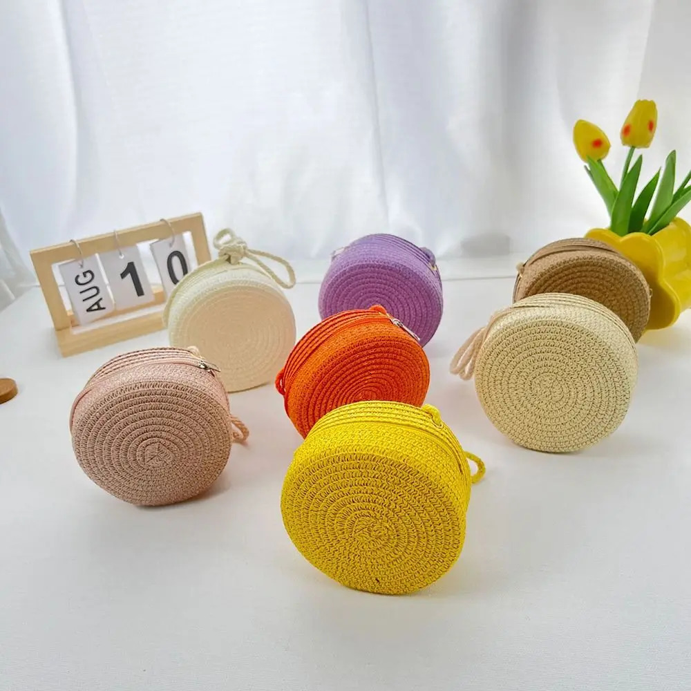 Shell Shape Straw Bag Handmade Handbag Rattan Woven Summer Beach Women Girl Shoulder Bags Children Coin Purse 241203