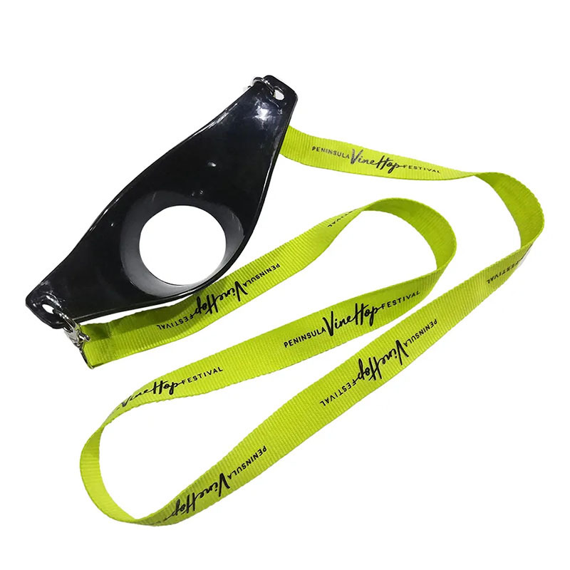 Customization Water Bottle Drink Cup Holder Neck Strap , Coffee Cup Lanyards With PVC Silicone Wine Beer Glass Holder Neck Lanyard,Silicone ring lanya