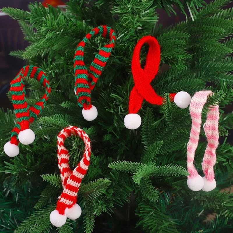 Scarves Wraps 1pcs Christmas Miniature Santa Hat Scarf Stuffed Bear Christmas Costume Wine Bottles Hat Xmas Decoration Party Supplies H241213