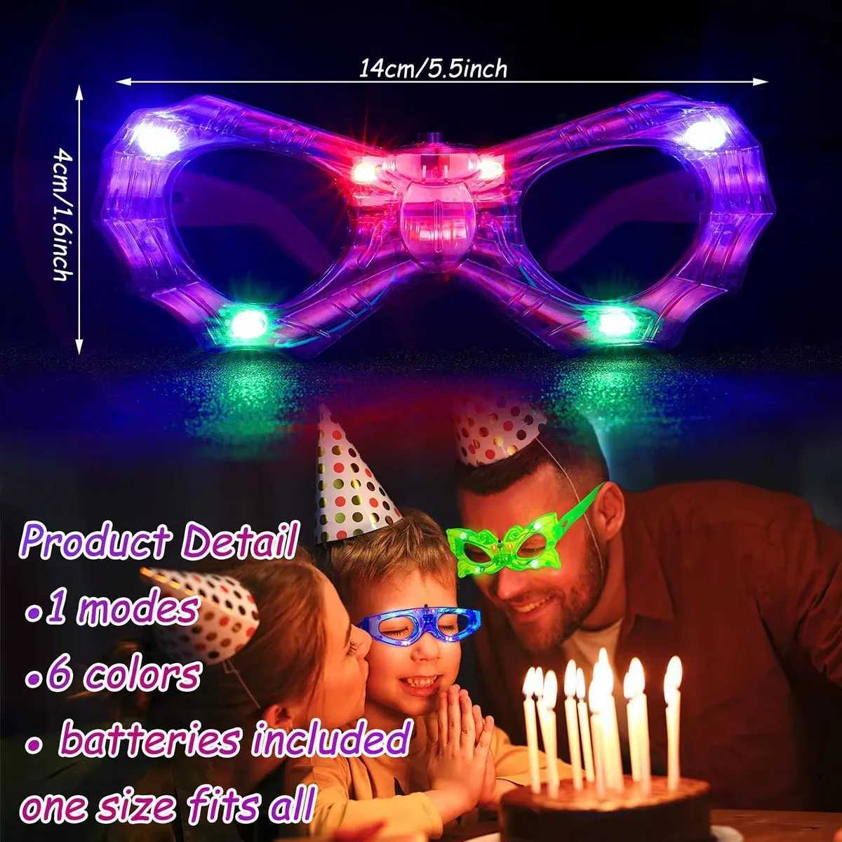 Sunglasses LED Light Up Glasses Glow In The Dark Party Supplies Favor for Kids Adults Shutter Heart Rave Butterfly Flashing Glow Sunglasse H241213
