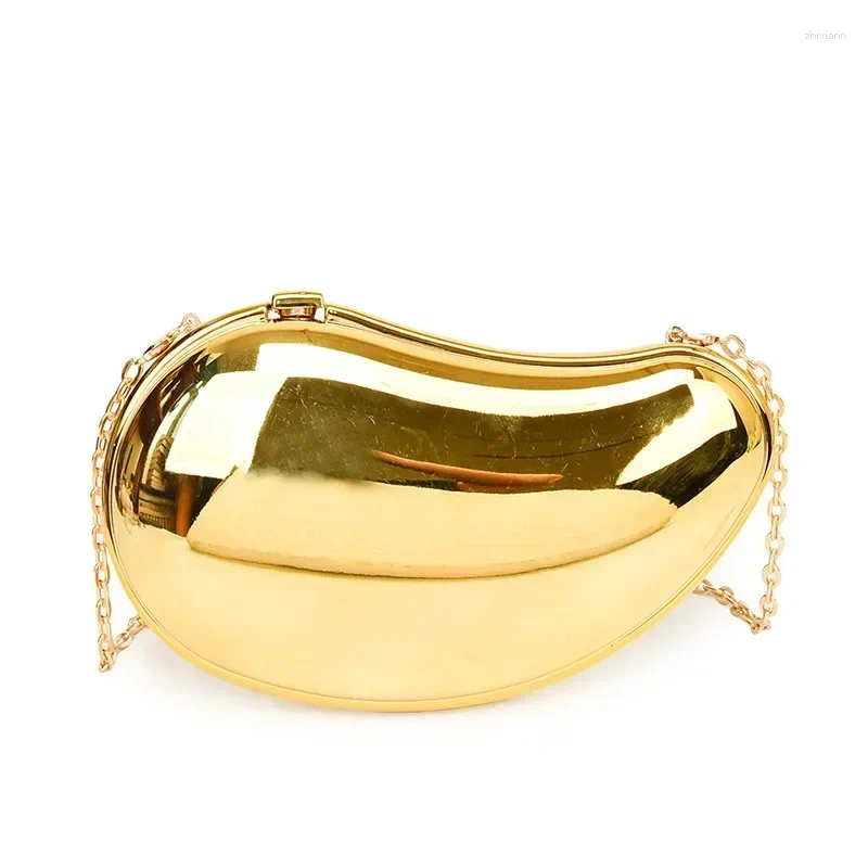 2025 NEW Totes Acrylic Shell Shape Clutch Bag Women Evening Party Cute Metal Shiny Purse Gold Sier Handbag Quality zhanyishengli