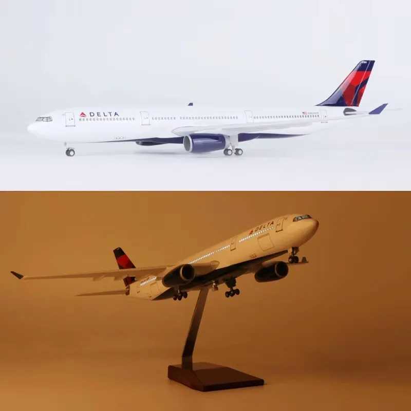 Electric/RC Aircraft 1 135 Scale Airbus A330 series model Delta Airlines aircraft model with lights and wheel resin aircraft collection display Y24121