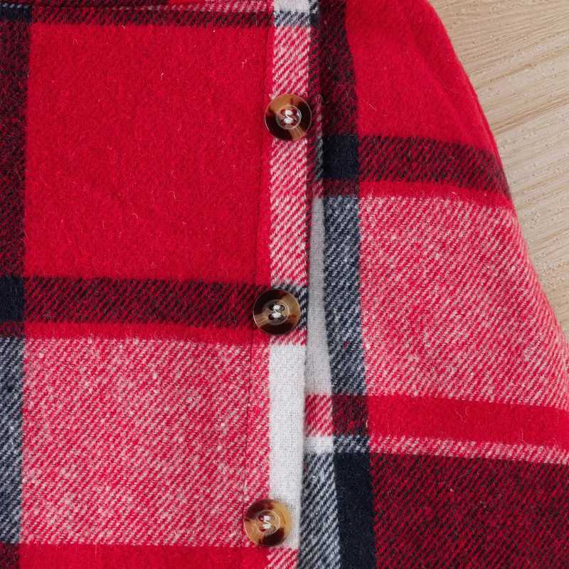 Children and Girls Autumn Clothing Christmas Party Set Long Sleeve Turtle Neck Knitted Ribbed Top+Checkered Mini Skirt 2-piece Set for Girls W241213