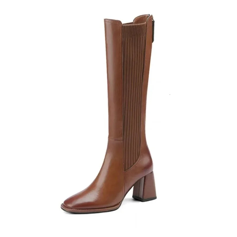 Knee Thick High Socks Boots Womens Winter Sexy Boots Womens Long Shoes Elegant Autumn High Boots Wedge Elastic 241213
