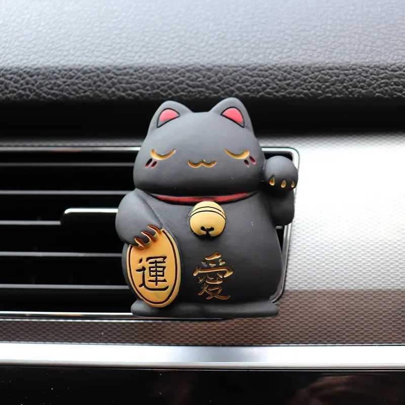 Car Air ener Lucky Cat Fragrance Diffuser Resin Art Perfume Clip Car Air Conditioner Outlet Vent Auto Interior AccessoriesXJ241213