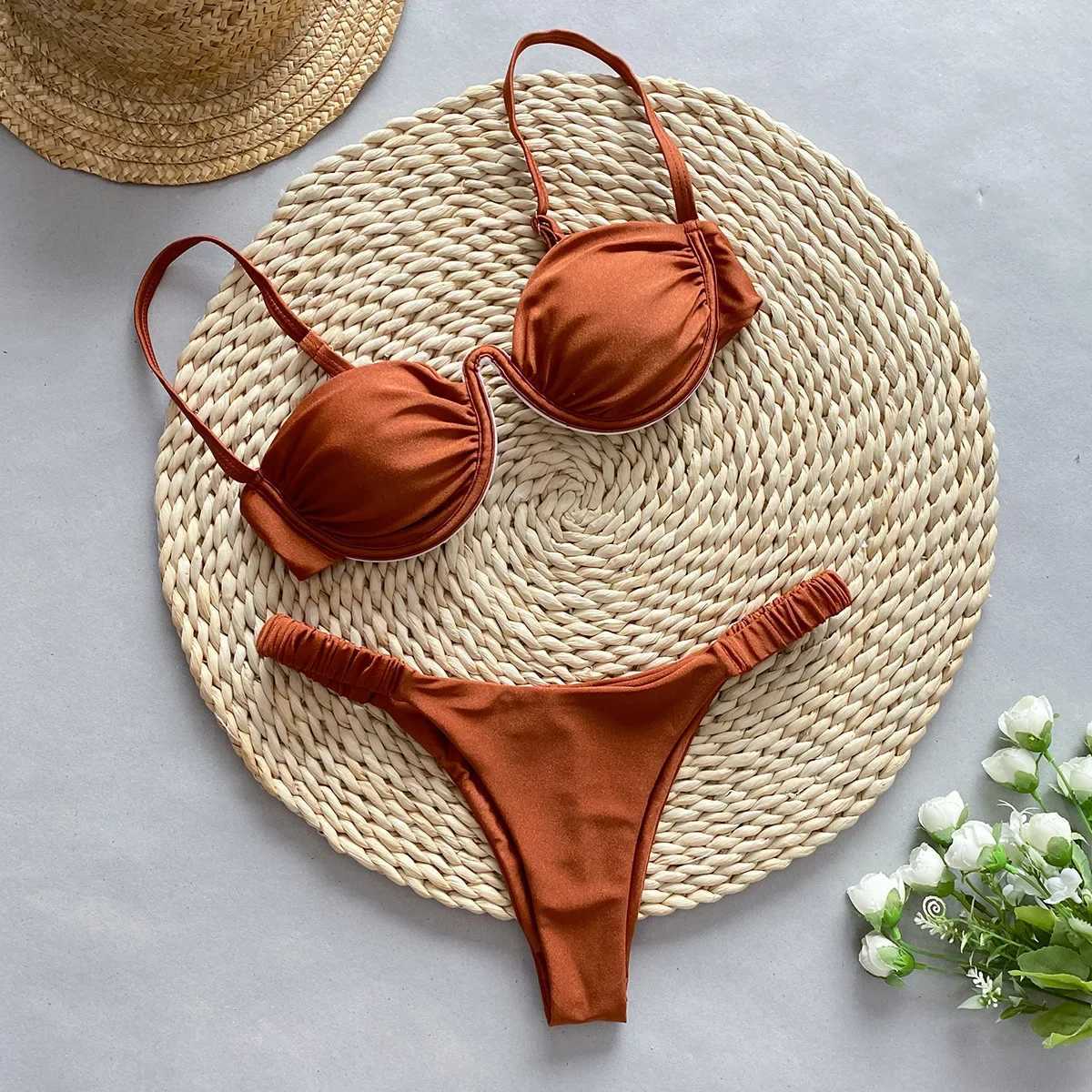2024 New Bikini Set Sexy Steel Bikini Foreign Trade Sexy Split Women SwimsuitXJ241212
