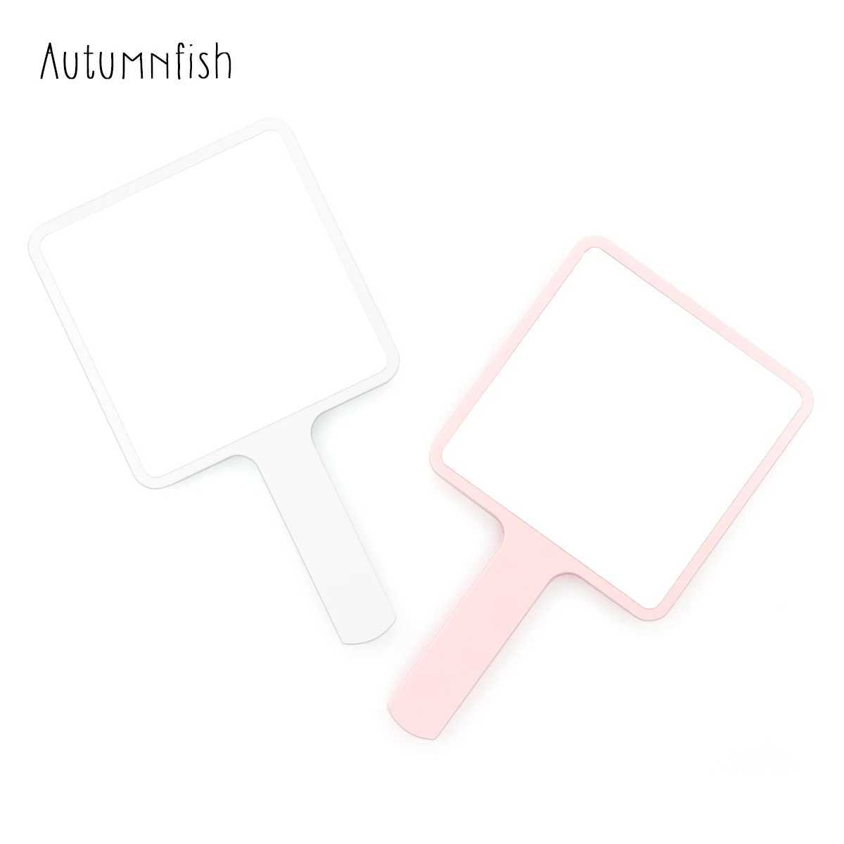 Autumnfish Large Makeup Mirror Hand-held Makeup Mirror White Pink HD Cosmetic Mirror Comfortable Portable Simple DesignXJ241213