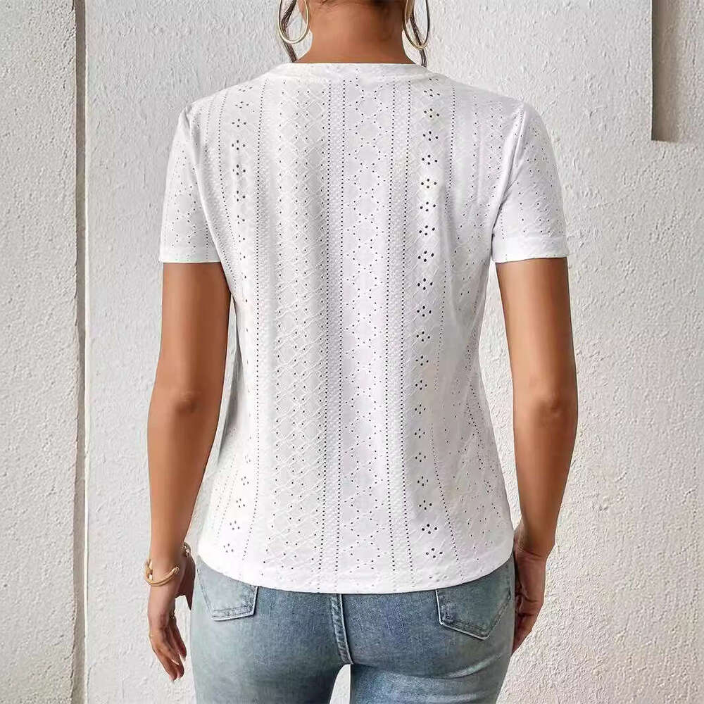 European and American women's top 2024 summer fashion casual round neck short sleeved basic T-shirt