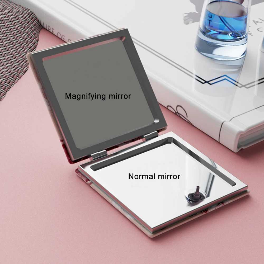 Mini Double-Sided Folding Pink Vanity Mirror Cute Handheld Cosmetic Mirror Portable Square High-Definition Mirror Make Up ToolsXJ241213