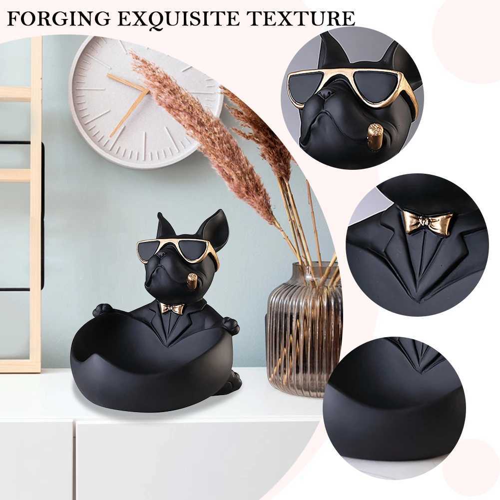 French Bulldog Sculpture Dog Statue with Tray Keyholder Storage Gift Decorative Decoration Decoration Y241212