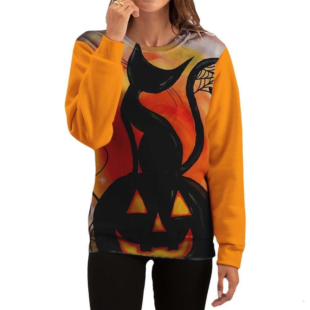 3D Digital Printing Halloween Loose Pumpkin Party Hoodie Trendy Clothing Fashionable Casual Temperament