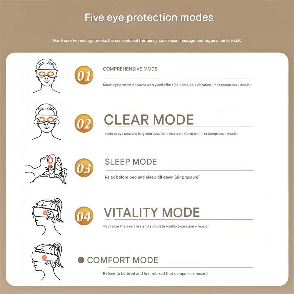 Eye massager skin friendly breathable vibrating eye protector Bluetooth music constant temperature heat compression silent eye mask W241213