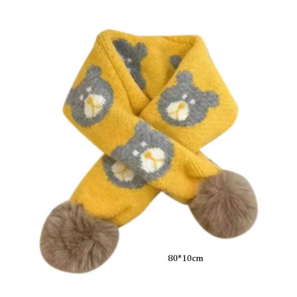 Scarves Wraps Cartoon Children Kids Baby Winter Knitting Scarf Boys Girls Snap Fastener Thermal Neck Warmer Bib Snood Cowl Tube Fleece Ski H241213