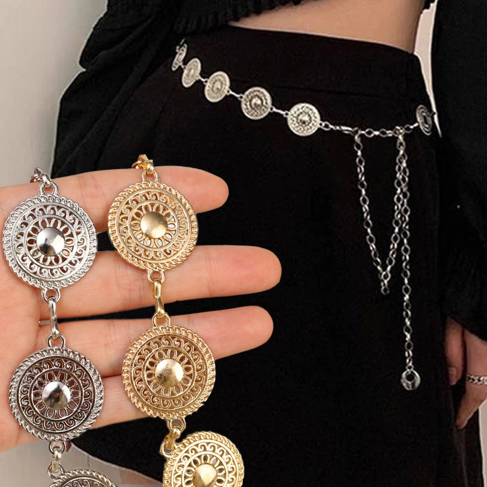 Retro Versatile Ethnic Style Metal Bohemian Waist Chain Belt for Women Fashion Sweater Seal Body Decor Accessories 241213