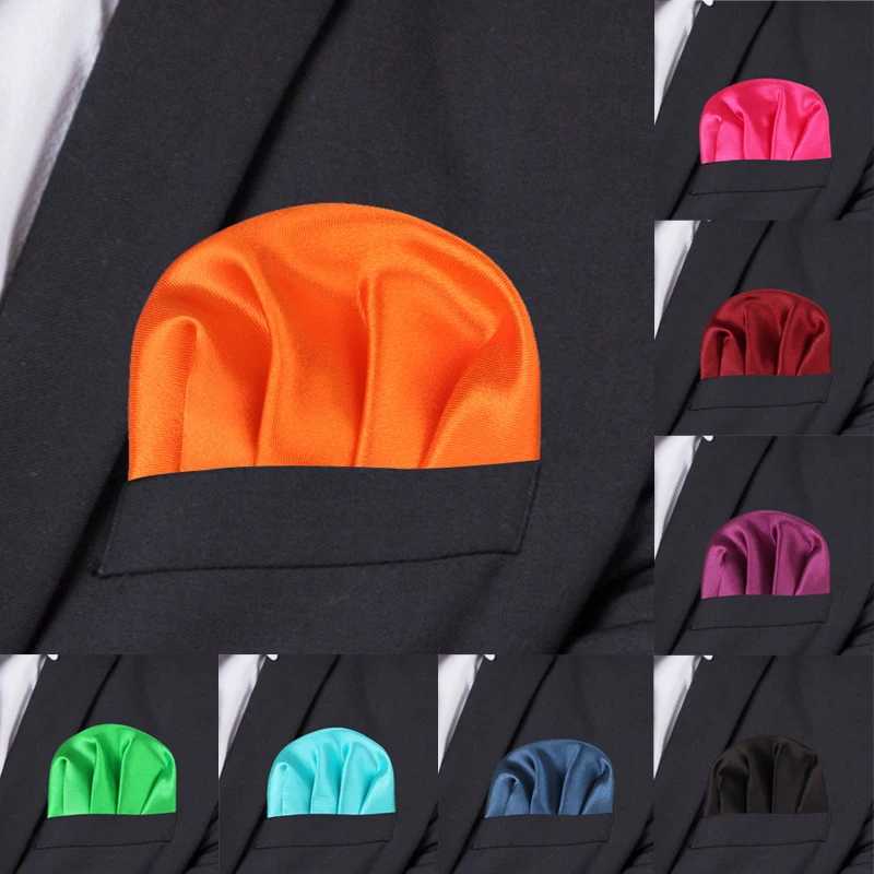 Fashionable solid silk satin handle candy color set pocket square mens business box towel Hanji set napkins Hanji W241213