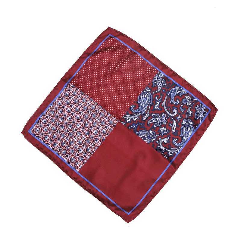 Mens Brand Handkerchief Vintage Paisley Dot Solid Pocket Square Soft Silk Hankies Wedding Party Colorful Hanky Chest Towel Gift W241213