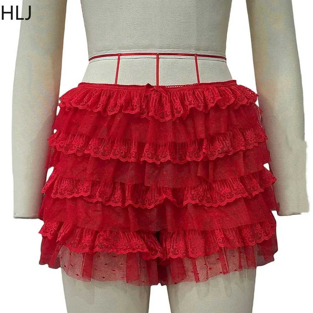 Women's Two Piece Pants HLJ Swt Cherry Printing Y2K 3 Piece Sets Women O Neck Short Slve Crop Top And Lace Ruched Shorts Outfits Fashion Strtwear
