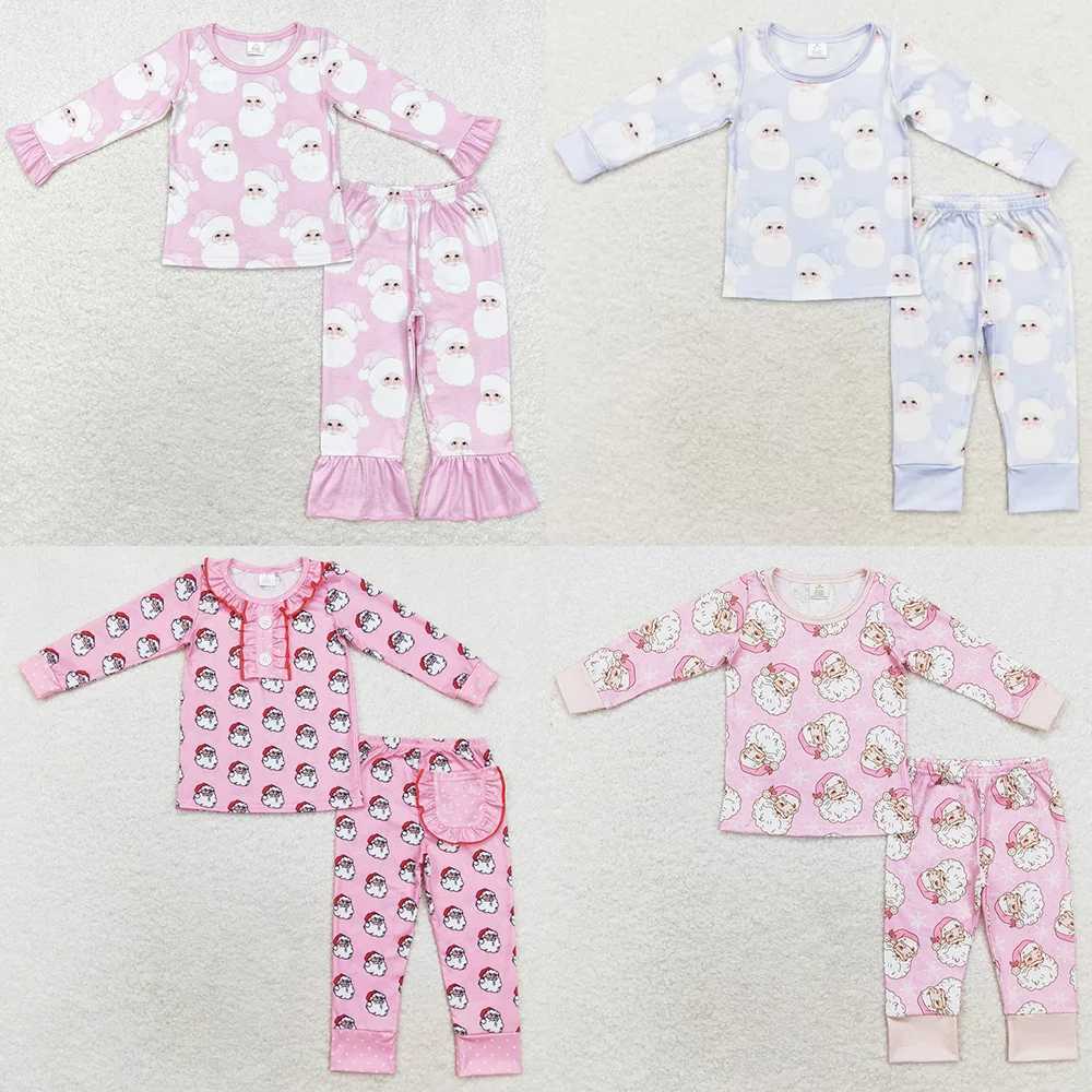 New Fashion Baby Girls Pajamas Christmas Pink Santa Claus Bamboo Childrens sisters Pajamas Boys Pajamas Set Boutique Girls Pajamas W241213