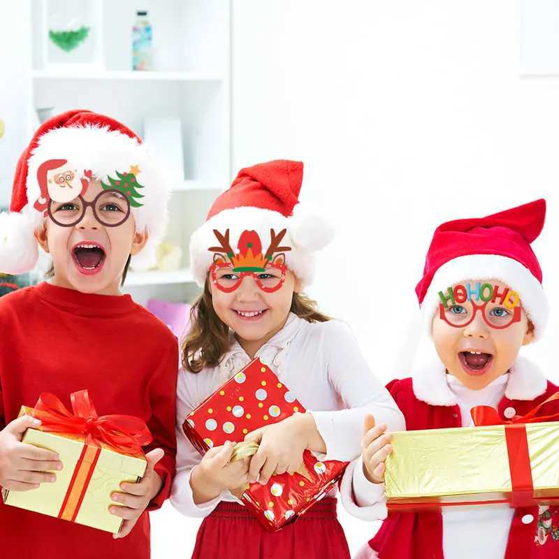 Sunglasses 6/12Pcs Cartoon Merry Christmas Paper Glasses Santa Claus Snowman Elk Xmas Tree Glasses Xmas Party Kids Gift Prop Supplies H241213