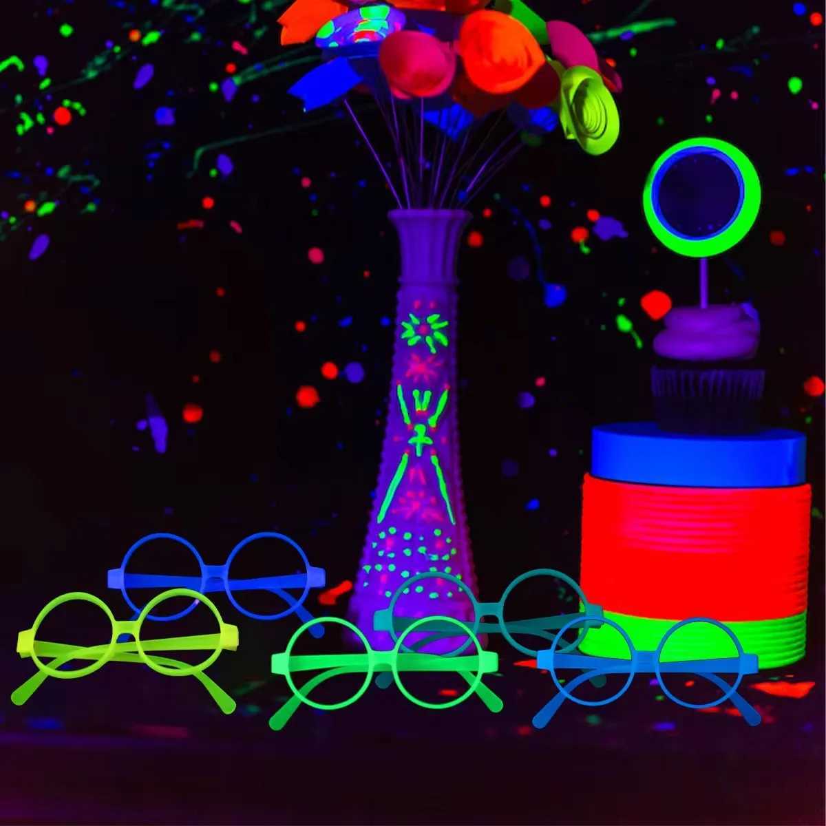 Sunglasses 2024 5/10/20pcs Luminous Glasses Glow Sunglasses With Light Neon Fluorescent Decorative Bar Party Gift Adult Kids Birthday Props H241213